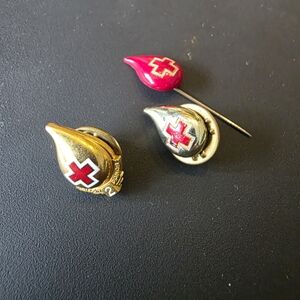 Vintage Red Cross Blood Donor Pin Set